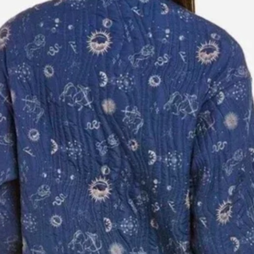 Johnny Was Navy Blue Embroidered Quilted Jacket - Picture 3 of 11